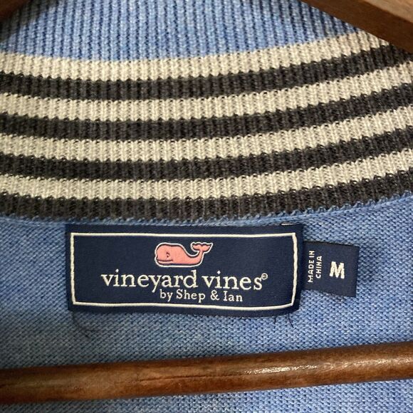 Vineyard Vines Men's qtr. Zip Sweater Medium Blue Long Sleave Style: 1E0276 - Picture 3 of 10